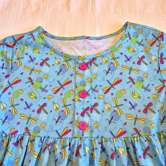 Wellie Wishers from American Girl, girls size 7 dragon fly long sleeve nightgown - Picture 3 of 6